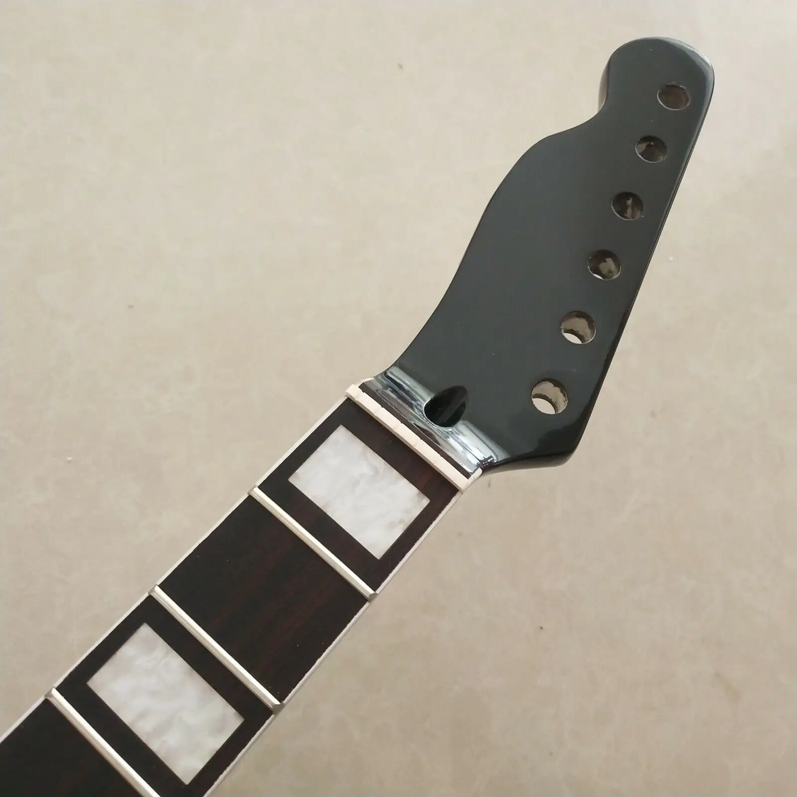 Black Left head Guitar Neck 22 fret 25.5in Maple Rosewood Fretboard Block Inlay