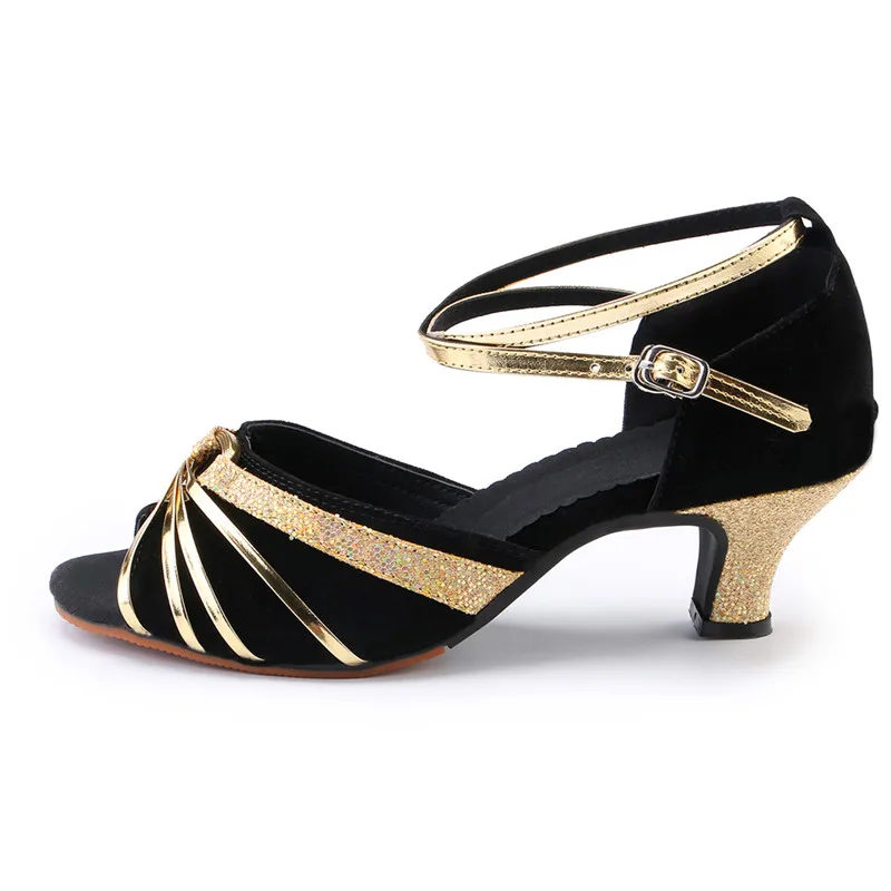 Professional Women Latin Modern dance shoes Ballroom medium high heel dance shoes drill Soft soled Cha cha tango dance shoes