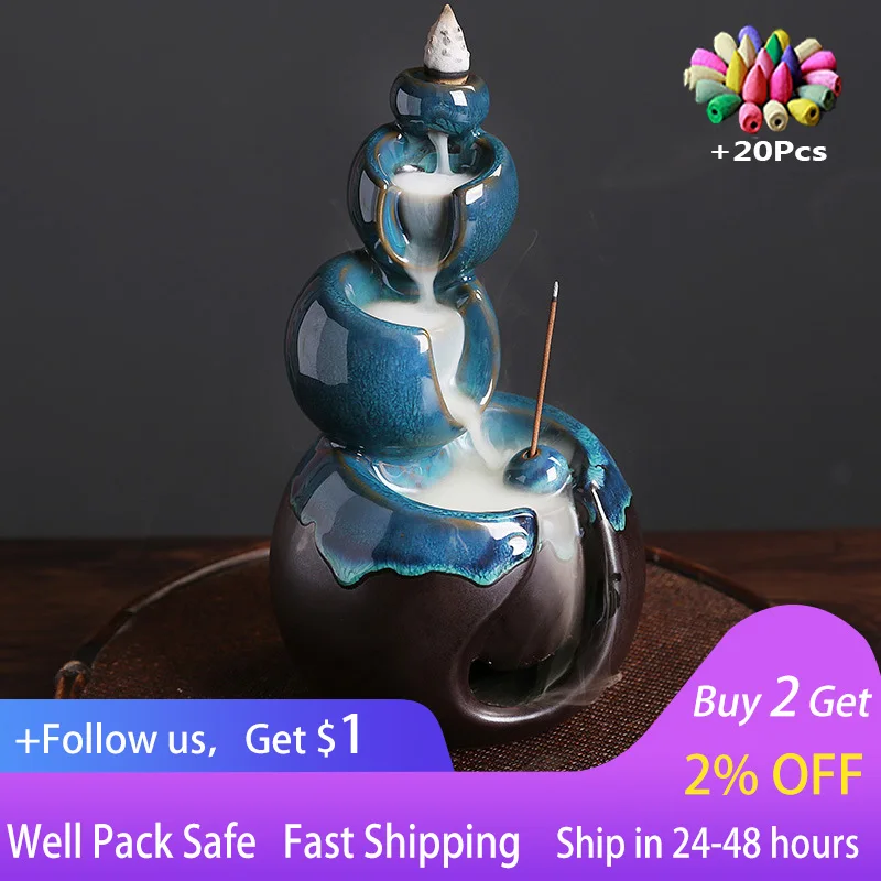 

Ceramic backflow incense burner, home decoration, incense insert, creative kiln, blue, universe planet