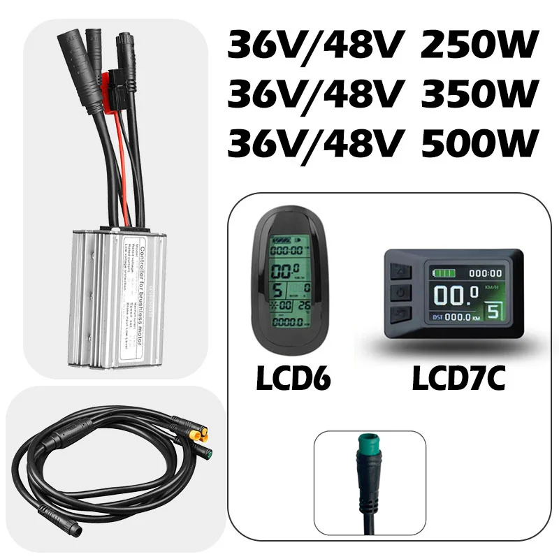 Ebike KT LCD6 Цветной дисплей 36 В/48 В ЖК7C Дисплей с водонепроницаемой вилкой экранный