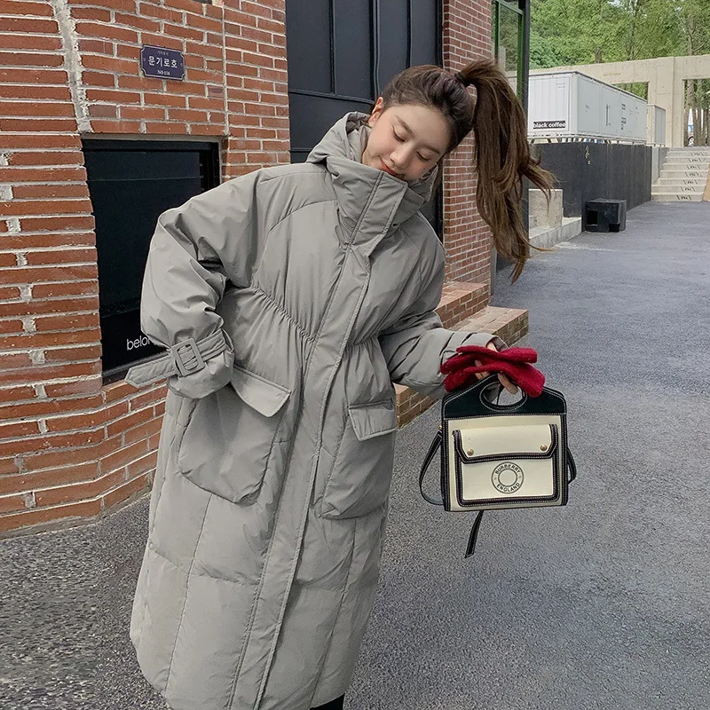 Lengthened winter coat women's Korean version loose thickened long knee-length cotton-padded jacket