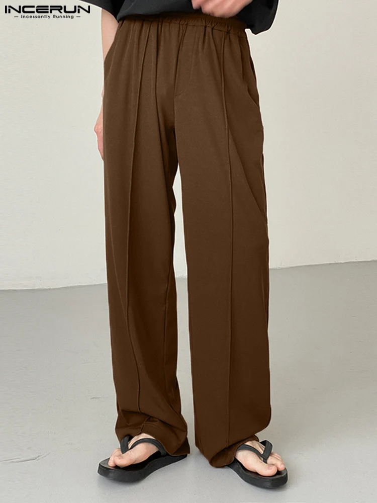 

Мужские свободные прямые брюки с поясом на резинке