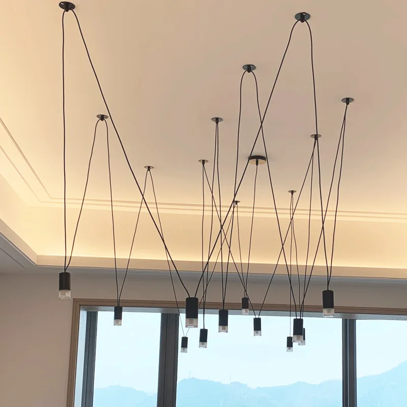 

Creative DIY Line Hanging Lamp Decoration Living Room Long Wire Design Led Pendant Light Restaurant Bedroom Stairs Light Fixture