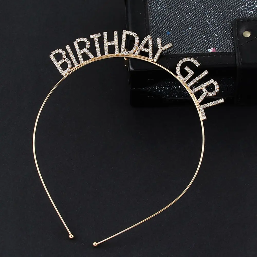 

Birthday Decoration Queen Alloy Birthday Gift Korean Style Hair Hoop Rhinestone Crown Female Jewelry Happy Birthday Headband