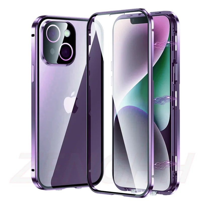 Полный защитный Магнитный чехол 360 ° подходит для iPhone 15 14 13 12 Pro Max двухстороннее
