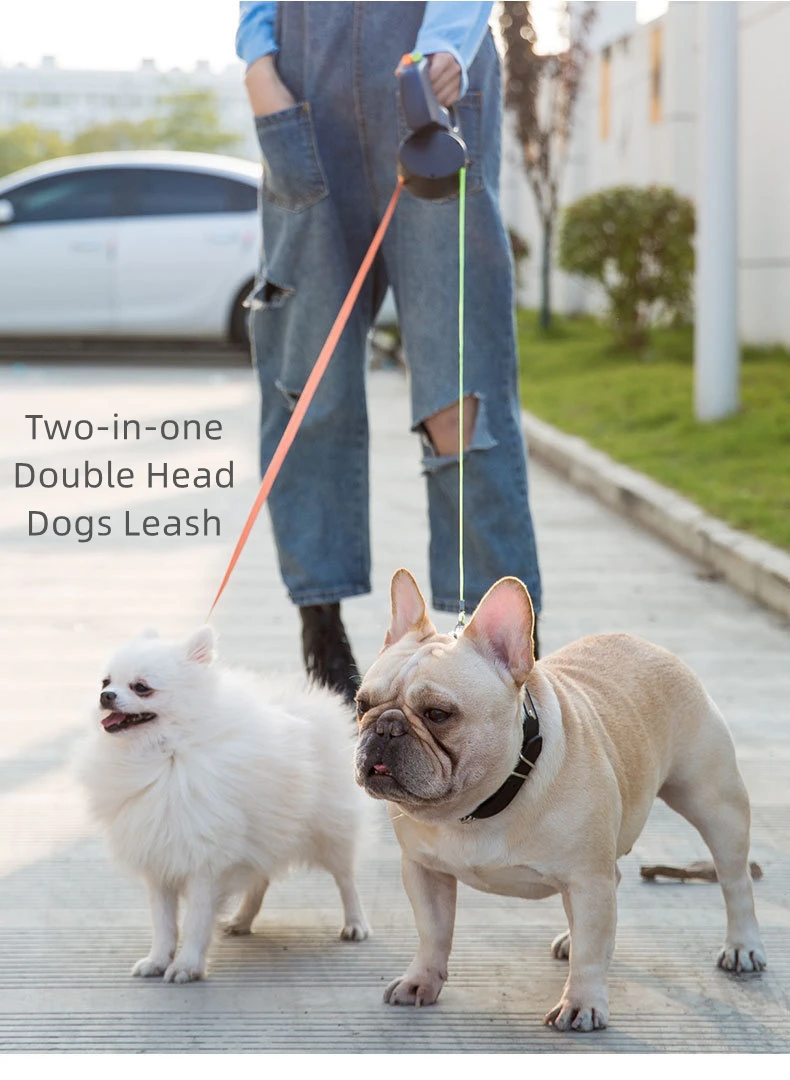 

Dogs Two-in-one Free Expansion Leash Rope Two Dogs Walking Outdoor for One Tow Rope with Flashlight Tow Rope Pet Supplies