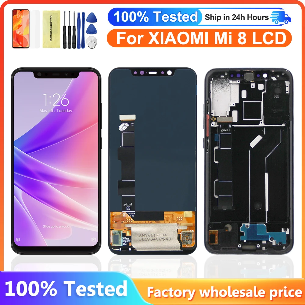 Оригинальный дисплей 6,21 дюйма с рамкой для Xiaomi Mi 8 M1803E1A, жк-дисплей с сенсорным экраном и дигитайзером в сборе, замена для Xiaomi Mi 8 LCD