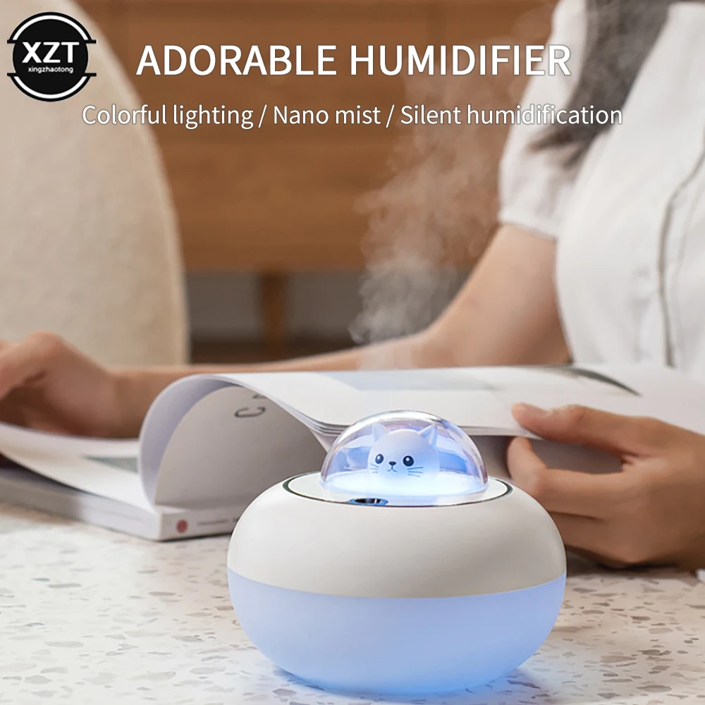 With Colorful Gradient Light Cute Cat Mini Silent Ultrasonic Aroma Essential Diffuser For Home Office