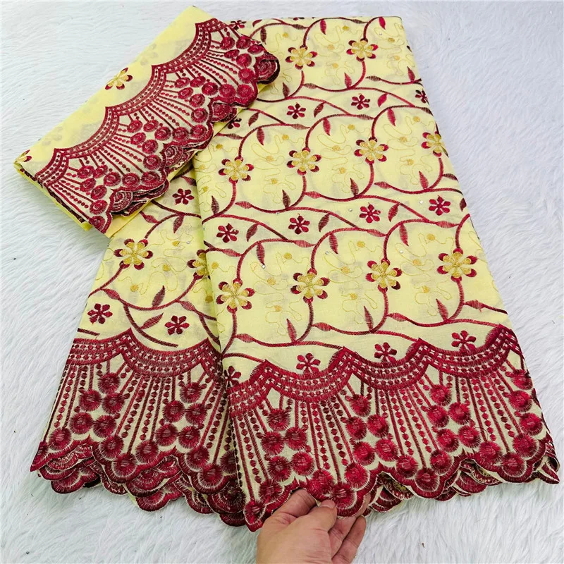 

7 ярдов с шарфом, швейцарская кружевная ткань, новейшая вышитая сухая кружевная африканская 100% хлопчатобумажная ткань, швейцарская вуаль, кружево в дубайском стиле WL10162