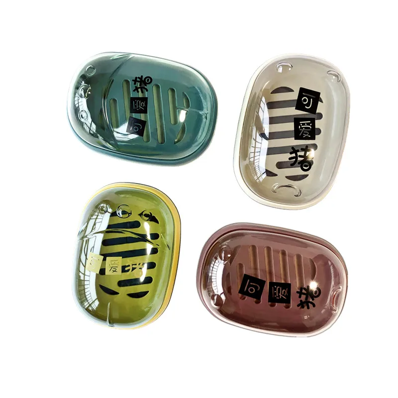 

Portable oval cute pig soap box soap tray bathroom shower storage box bathroom supplies tray plastic gadget