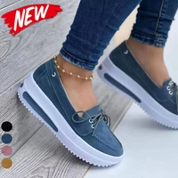 casual womens wedges shoes lace up loafers shoes outdoor sport casual sneakers zapatos plataforma de mujer de fiesta