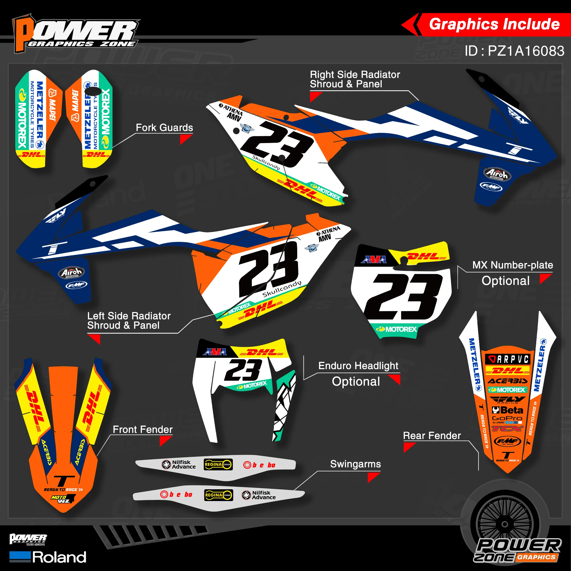 Набор наклеек PowerZone для KTM SX SXF MX 16-18 EXC XCW Enduro 17-19 125-500cc 83 | Автомобили и мотоциклы