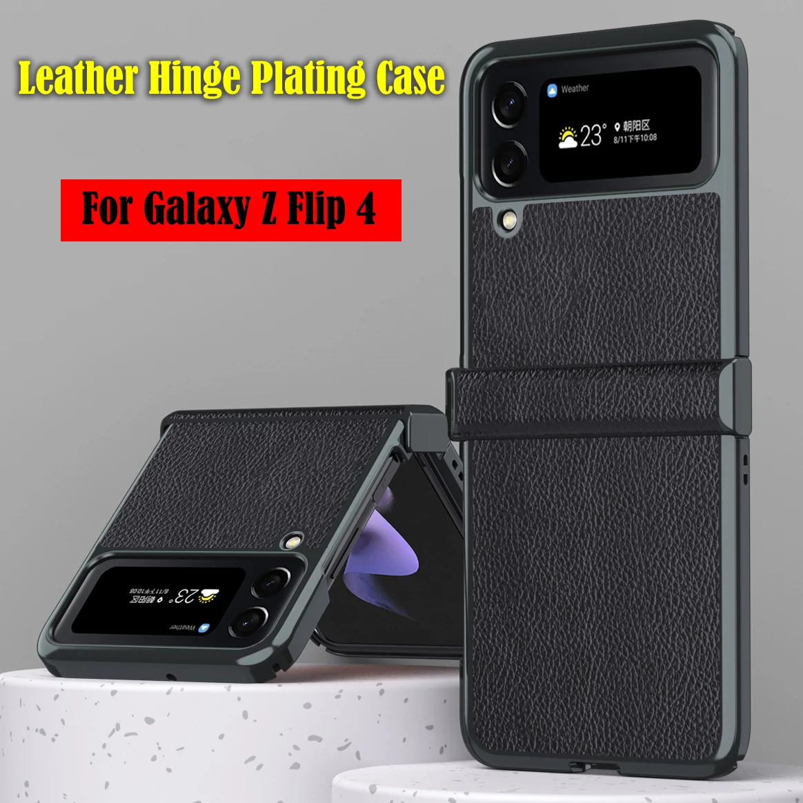 

Plating Leather Cover for Samsung Z Flip 4 Hinge Case for Galaxy Z Flip 4 5G Case Hinge Full Protection Cover Shockproof Funda