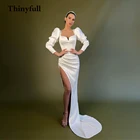 Женское платье принцессы с юбкой-годе, свадебные платья с длинным рукавом, пляжные свадебные платья, свадебное платье, платья 2022