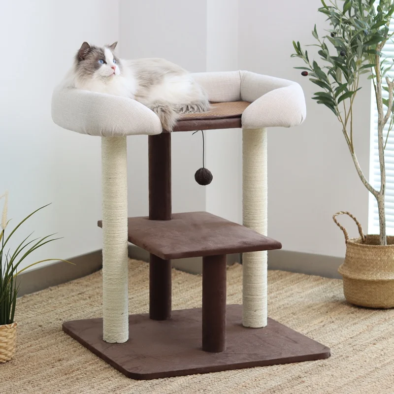 

Big Bed All In One Cat Climbing Shelf Tree Grabbing Column Cat Villa Scratcher Post Condo Scratching Jumping Platform Perch