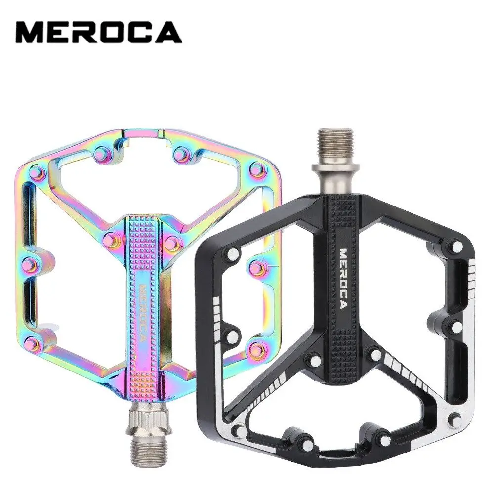 

MEROCA Mountain Bike Bearing Pedal Lightweight Antislip Extra Large Size Aluminum Alloy Bearings Pedal DU Bicycle Pedal