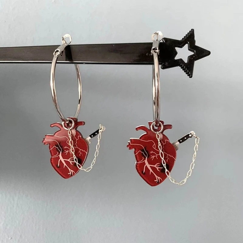 

Knife Heart Drop Earring Street Jewelry Fashion Hoop Earring for Women Girls