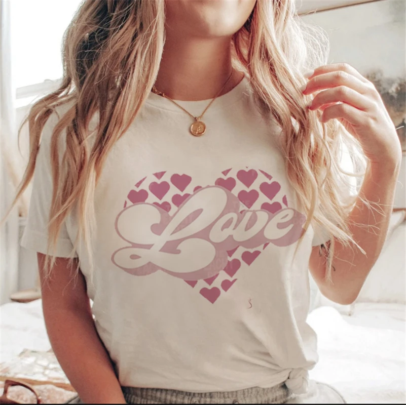 

Women's Round Neck Fashion Women's Casual T-shirt Short Sleeve Pullover Casual T-shirt Women's White Top Plus Size T-shirt.