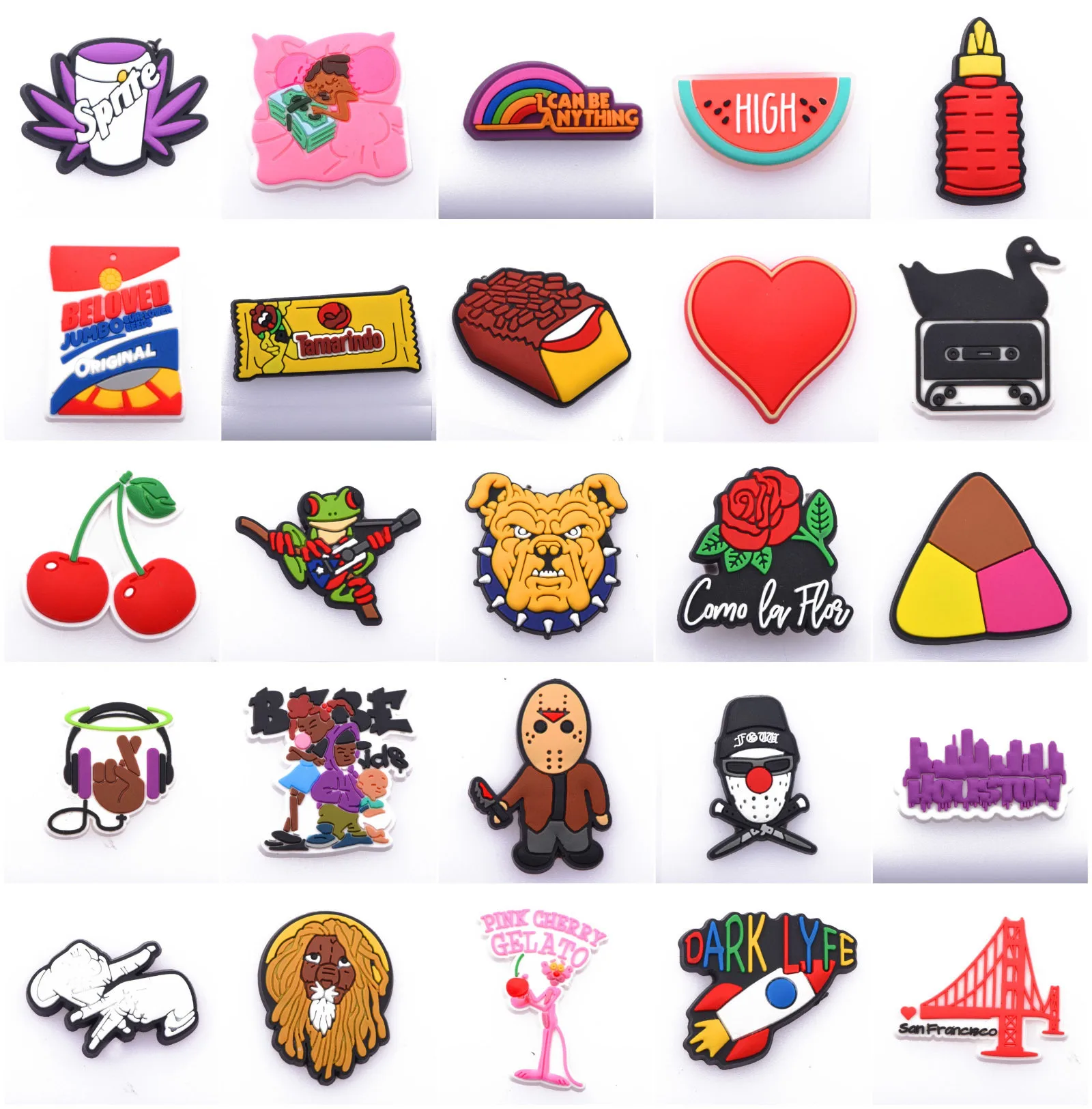 New Custom 1 Pcs PVC Bulldog Cherry Croc Charms Shoe Decoration  Buckles Garden Shoe Fit For Croc Accessories