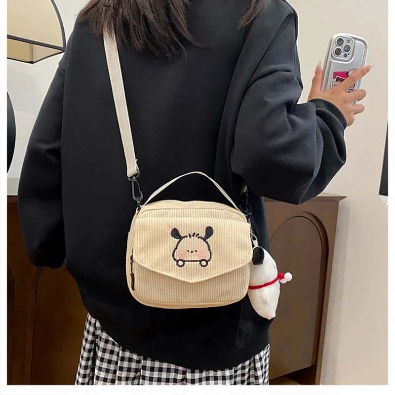 

2023 New Fashion Women Corduroy Cartoon Bear Print Shoulder Bags Student Tote Messenger Bag Satchel Travel Handbags