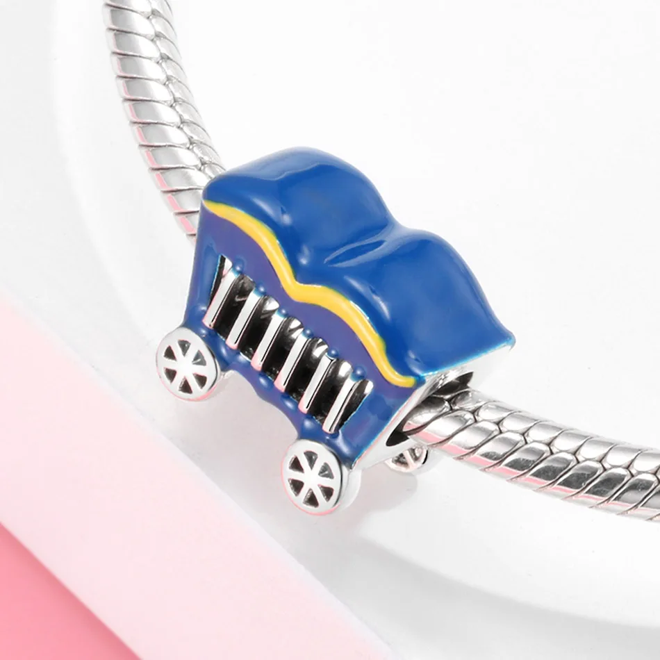 

Синяя эмаль цирковой поезд Бусина Подходит Для женщин браслет Пандора Ожерелье Женская Девушка DIY Ювелирные изделия аутентичные очаровате...