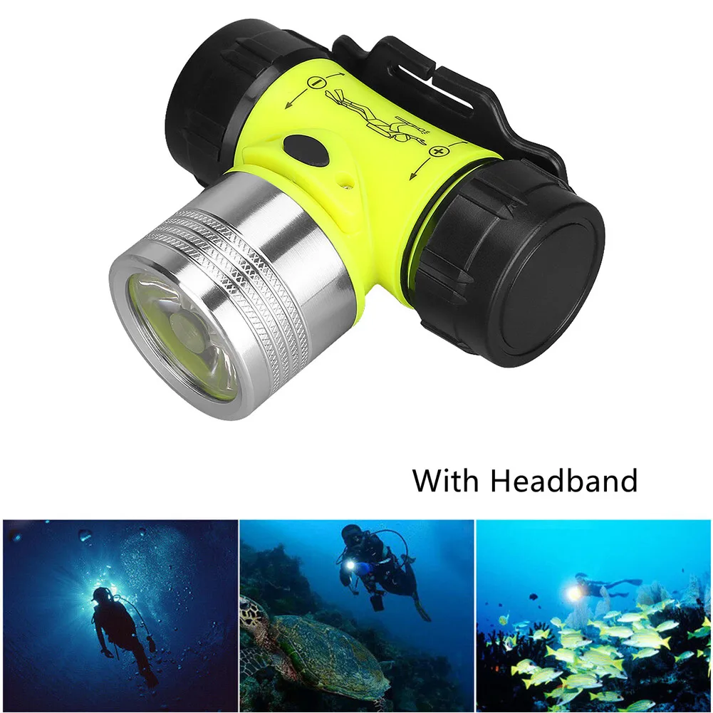 Underwater Diving Rechargeable Headlamp LED Scuba Headlight Torch W-Headband Outdoor Mountaineering Camping Riding Headlight