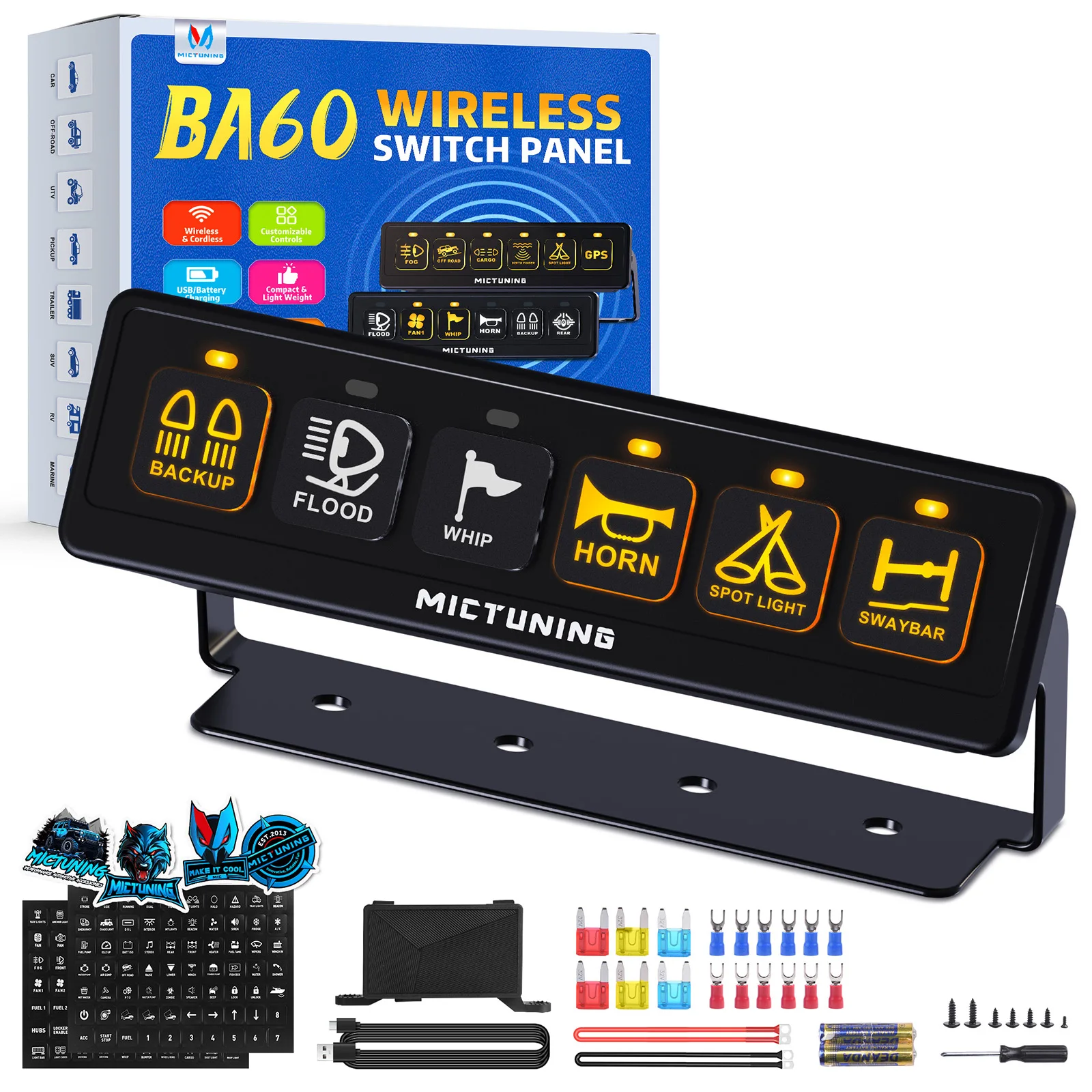 

6-бандовая беспроводная панель переключателя, блок управления, светодиодная световая панель, 12/24 В, морской автомобиль