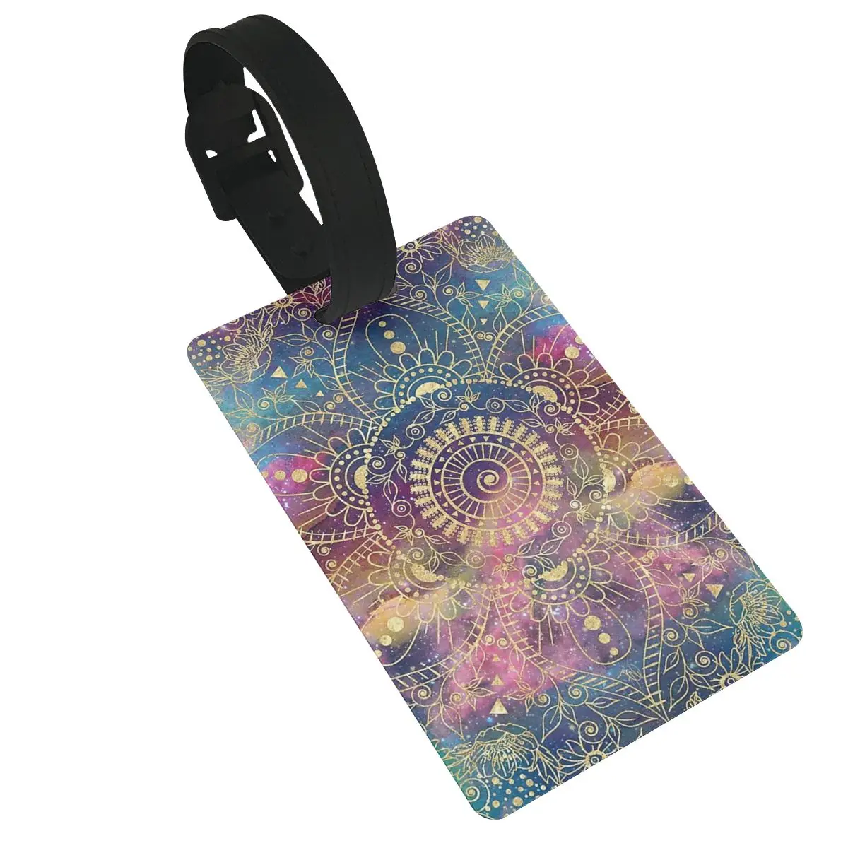 

Luggage Tags Gold Watercolor And Nebula Mandala Portable Travel Label Baggage Boarding Tag Luggage Suitcase Accessories Tag