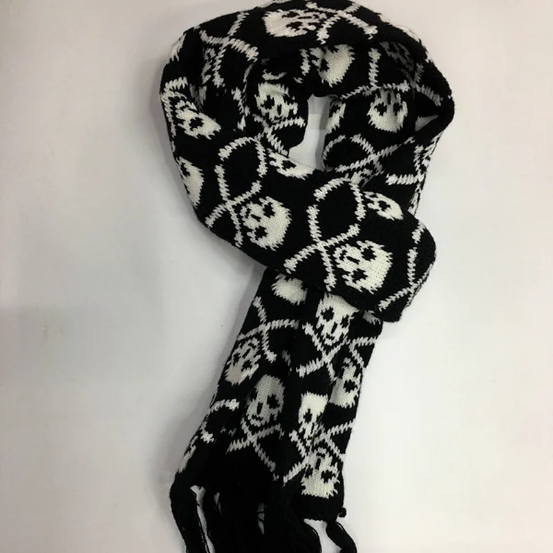 Шарф унисекс с черепом дракона для женщин и мужчин Зимняя Вязаная Шаль из пашмины