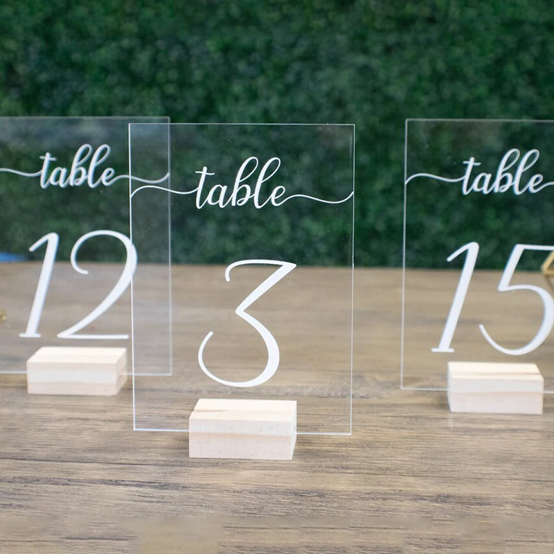 Clear Acrylic Wedding Table Numbers Plexiglass Table Number Signs Wedding Decor Clear Acrylic Wedding Signage Modern Wedding