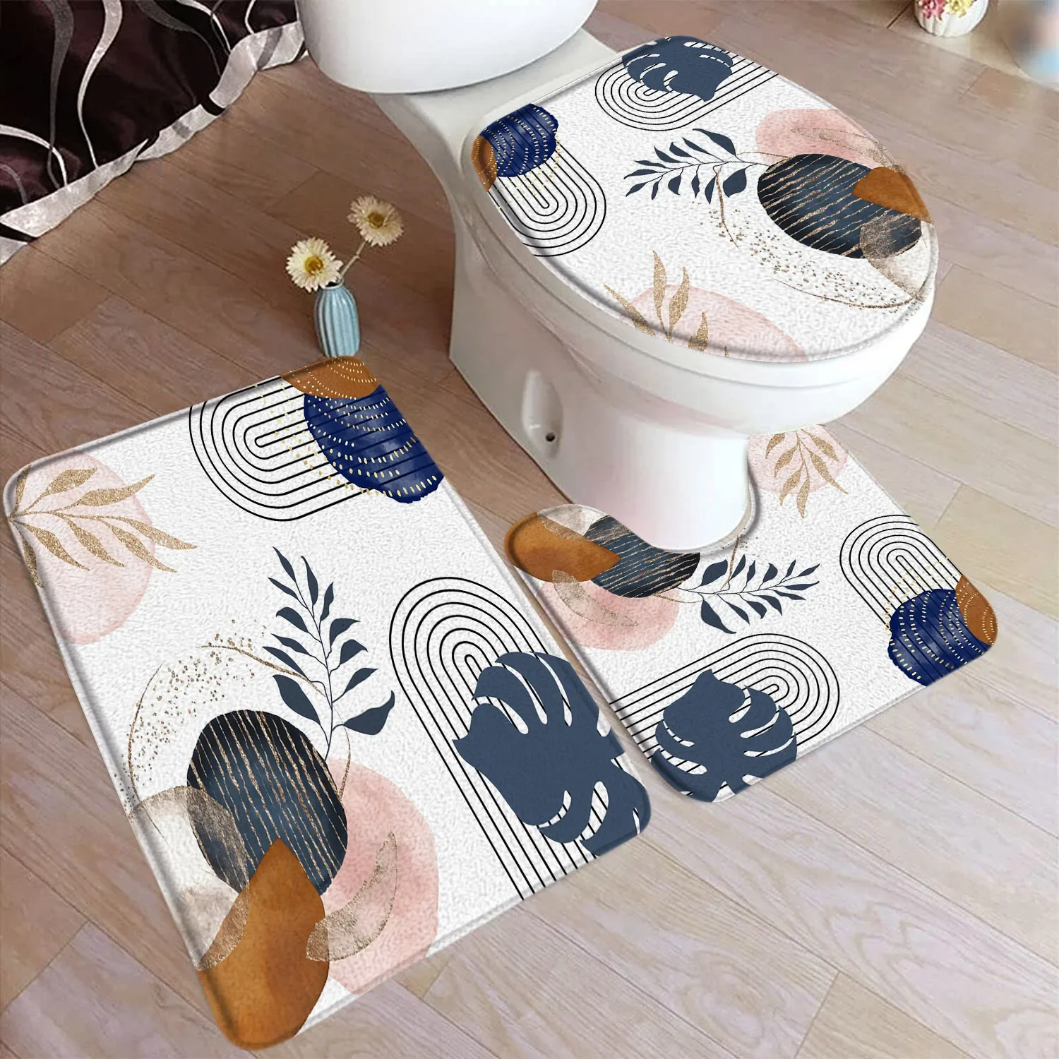 

Абстрактный набор ковриков для ванной из замши