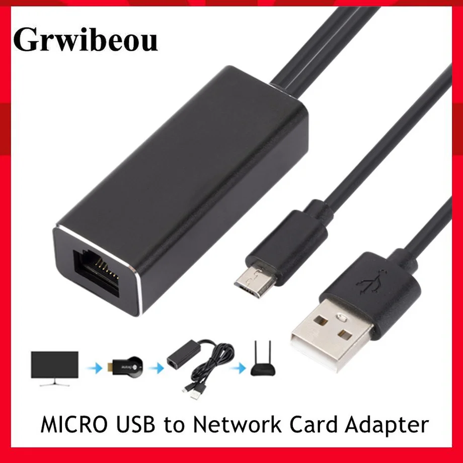 

Grwibeou USB Ethernet Adapter USB 2.0 MICRO USB to Network Card Adapter 100MB For Fire TV Stick TV Card Without Buffer
