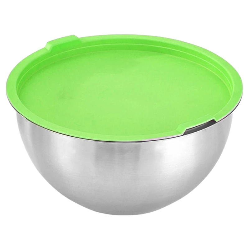 

Stainless Steel Mixing Bowl with Colorful Silicone Airtight Lid Thicken Metal Salad Bowls for Kitchen Cooking Baking Serving