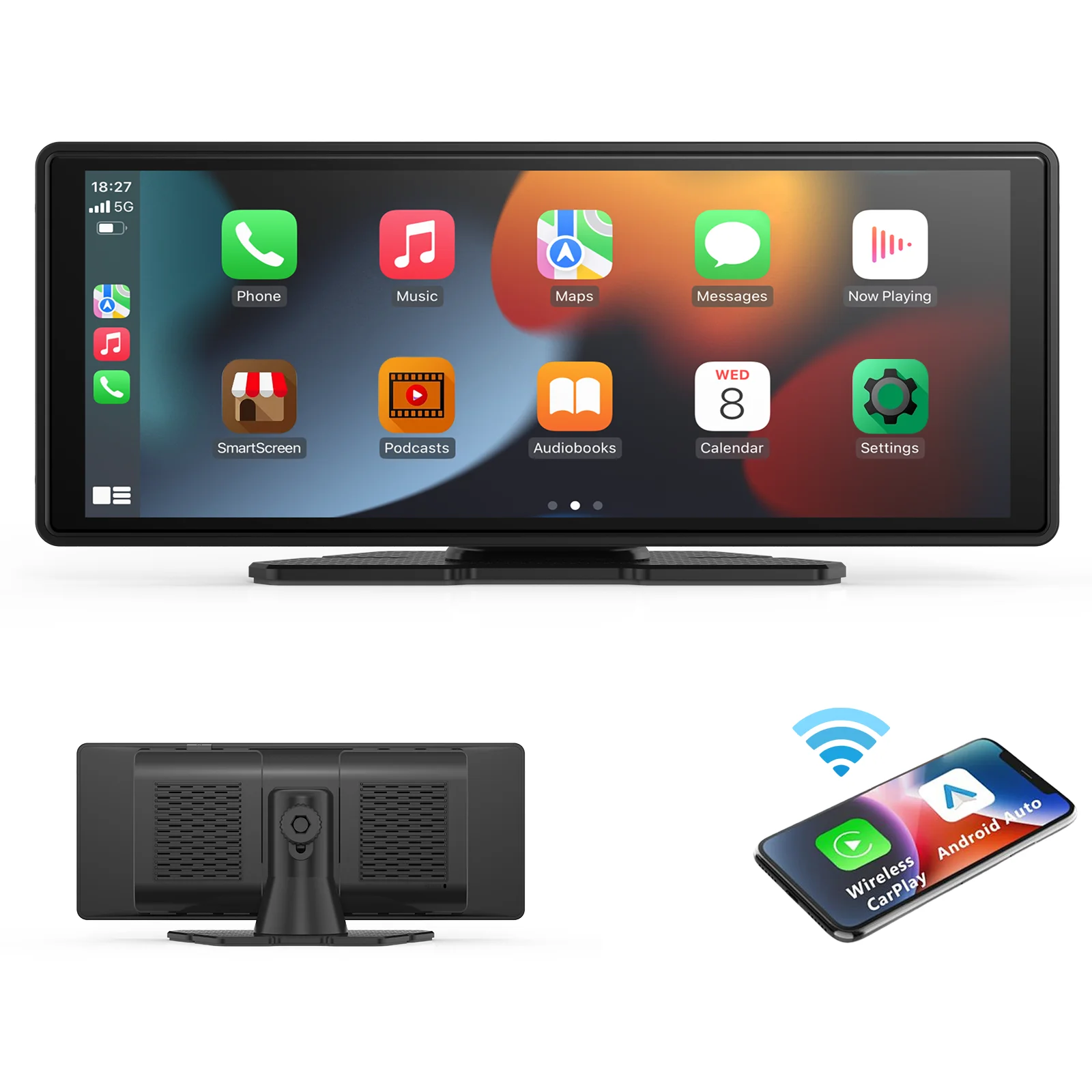 

Pionray 10,26 "Универсальный CarPlay Android Auto автомобильный радиоприемник мультимедийный видеоплеер IPS сенсорный экран с AUX USB камера заднего вида