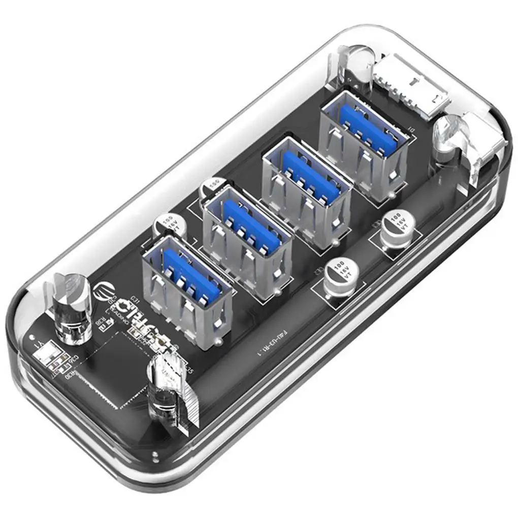 

USB 3 0 Концентратор ORICO с двойным интерфейсом питания, 4-портовый USB-разветвитель с индикатором детской яркости для ноутбука, ПК, OTG-адаптер