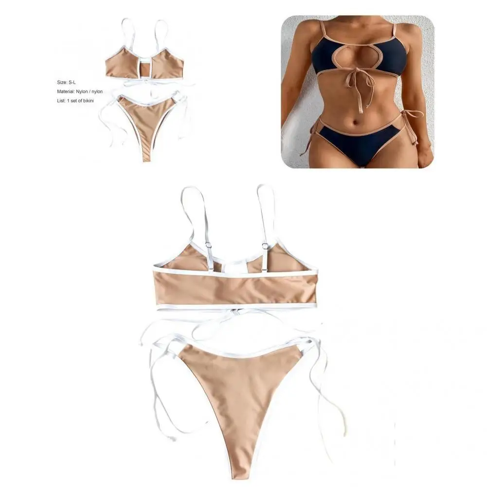 

2 Pcs/Set Chic Swimsuit Wireless Spaghetti Strap Women Swimsuit Charming Swimwear Set