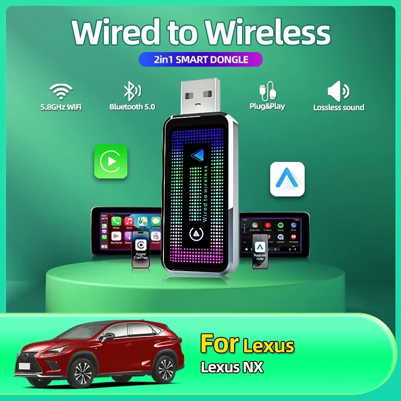 2025 модный 2 в 1 двойной интерфейс беспроводной CarPlay/Android автоматический адаптер Smart