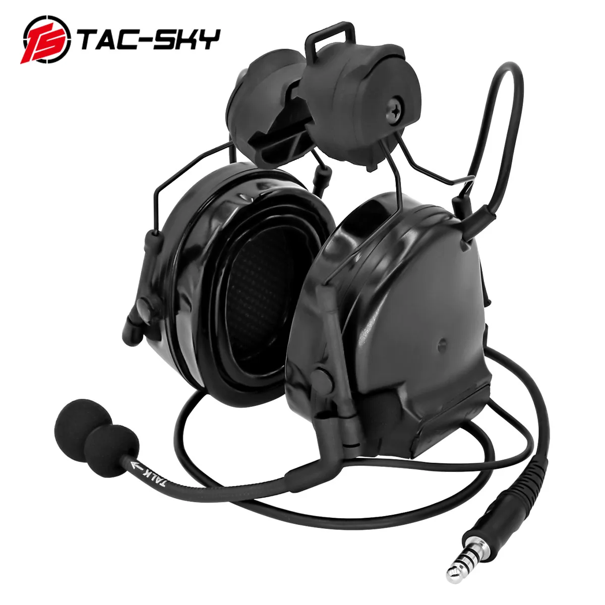 

TAC-SKY Tactical Headset COMATC III Helmet ARC Track Bracket Version Silicone Earmuffs Electronic Noise Reduction Pickup Headset