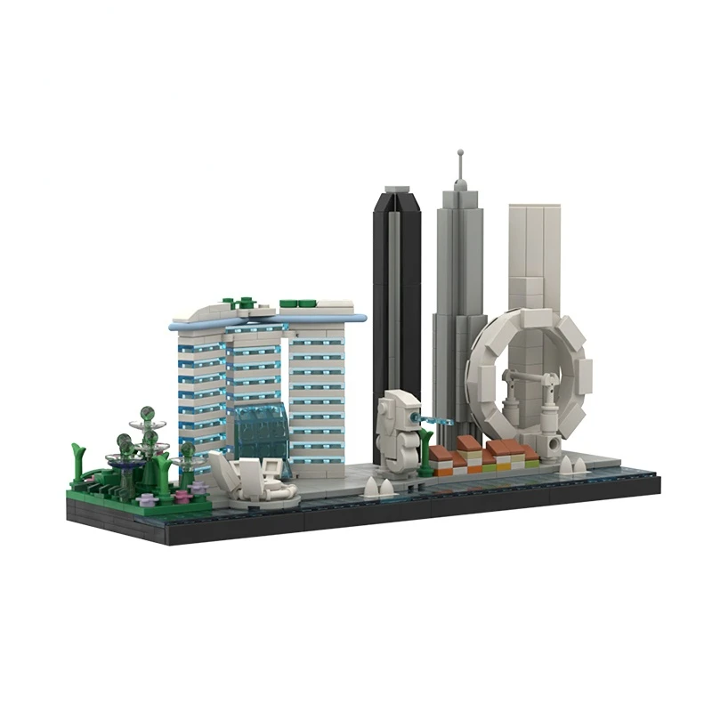 

MOC Architecture Singapore Skyline Street View Edifice Hotel Ferris Wheel Creative Building Block Model Set Brick Toy Kids Gift