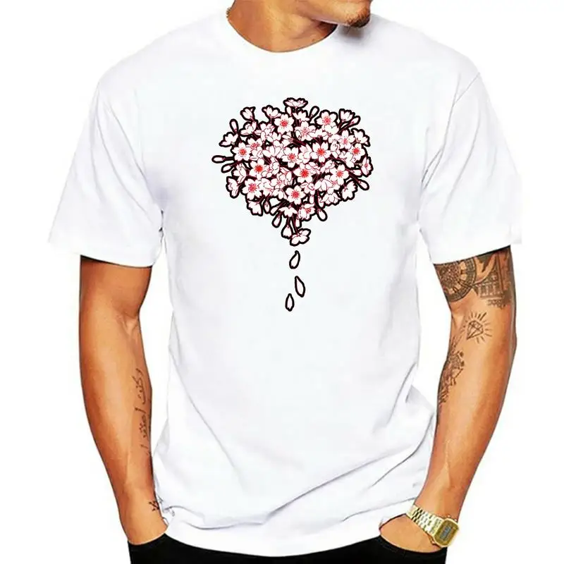 

Men T-shirt Flower Cherry Blossoms Tshirt Fashionable Black T Shirt Thanksgiving Day Gift Tops Plus Size Floral Clothes Cotton