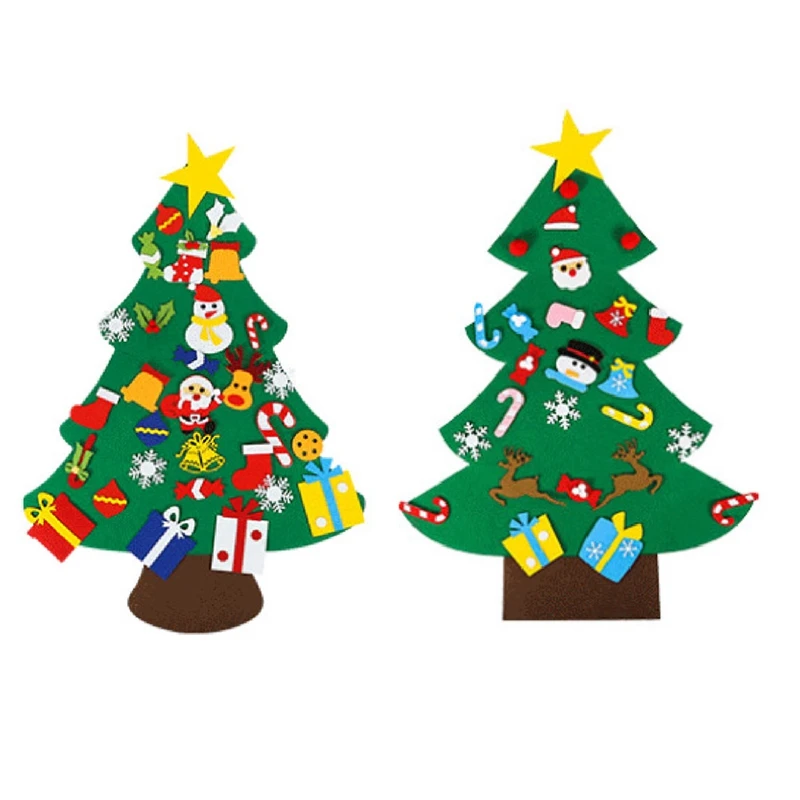 

2 Pack Christmas Trees Felt Cloth Christmas Gift Christmas Stickers Candy Dessert Cookie Old Man Snowmans Deer