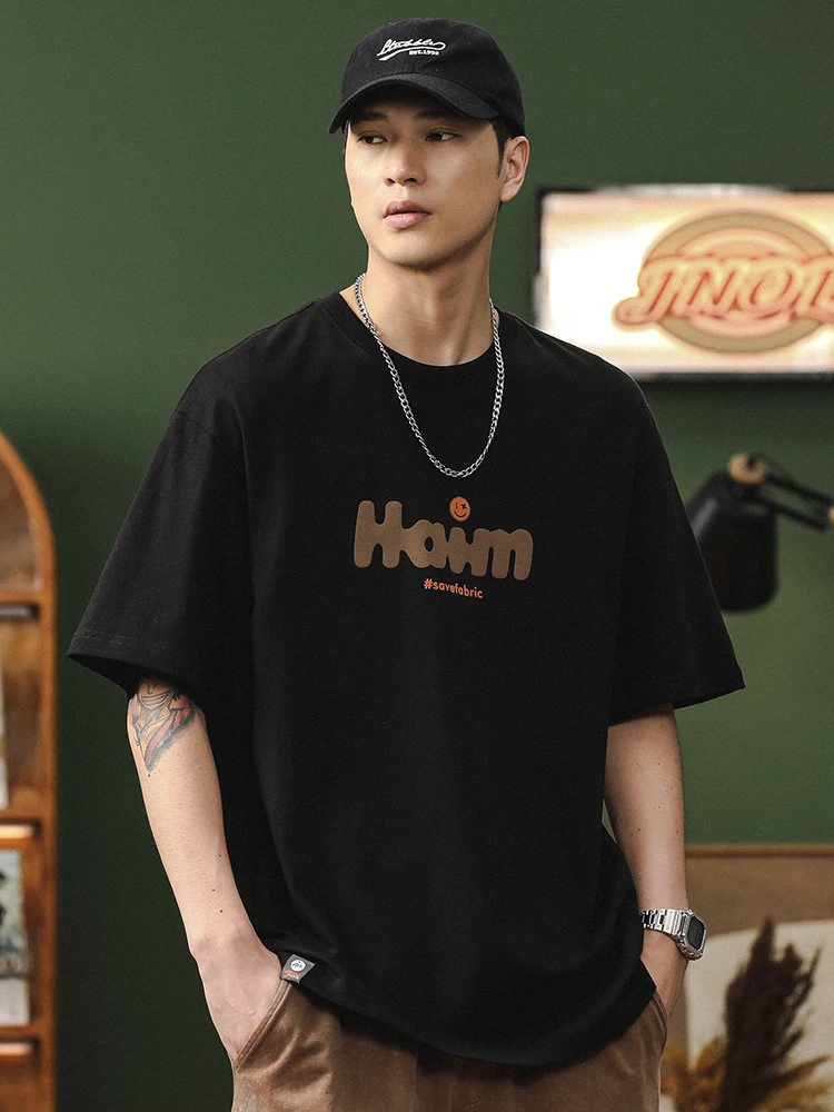 Футболка мужская из чистого хлопка с коротким рукавом свободного покроя