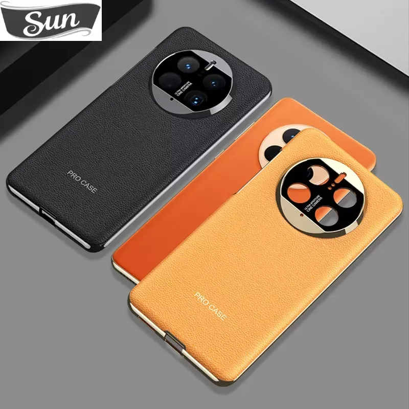 

For HUAWEI Mate 50 Pro Case Luxury Plain Leather + Electroplating Frame Light Camera Protection Cover for Huawei Mate 40 Pro GKK