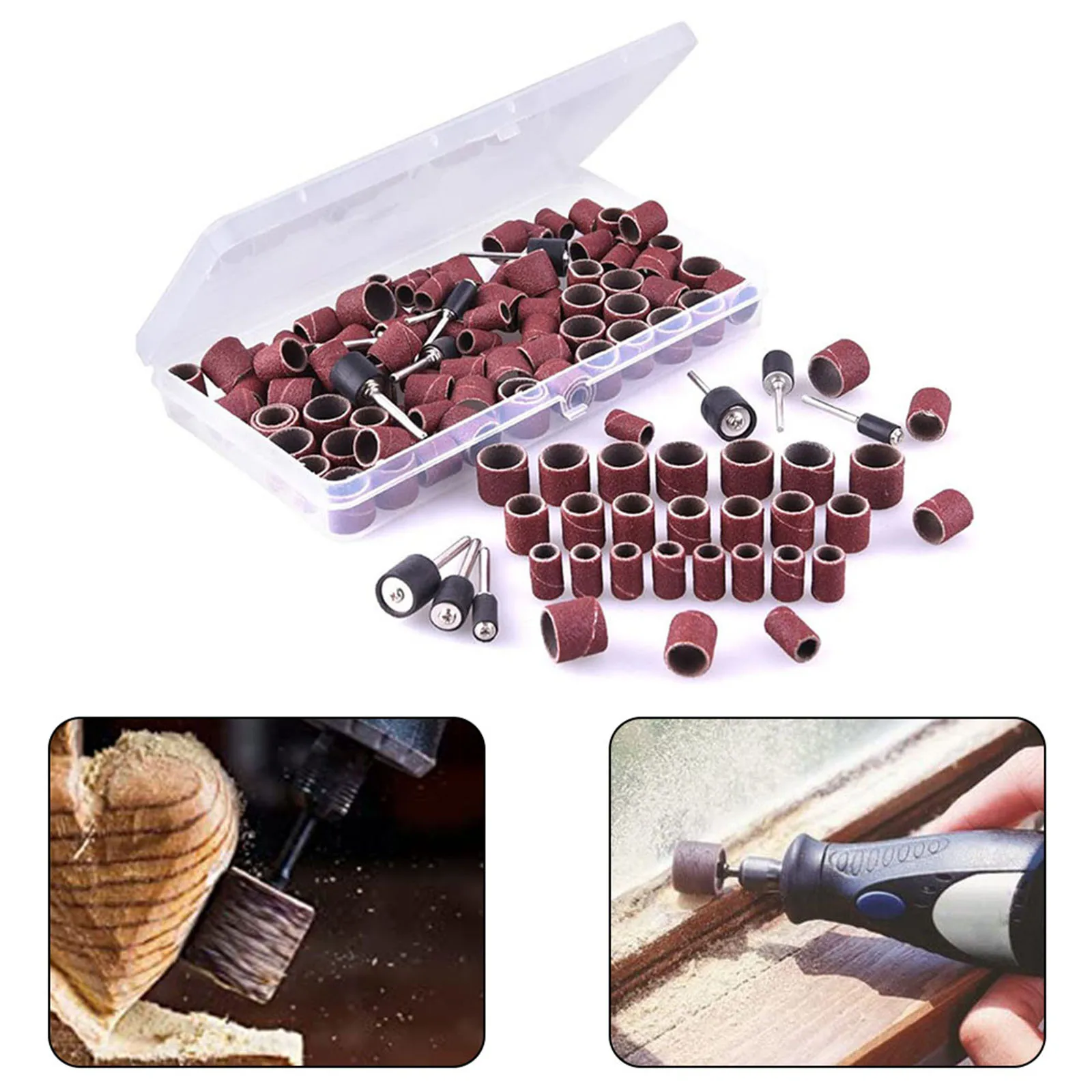 

132 Pcs Polishing Drill Bit Grinding Head Abrasive Sanding Drum 120 Grit Electric Grinder Buffing Tools Turning Tool Accessories