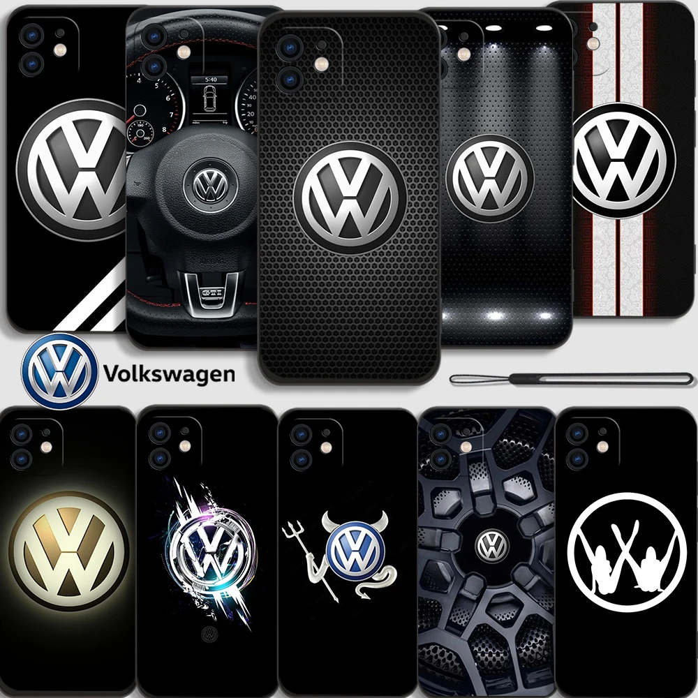 

V-Volkswagen luxury Sports Car Phone Case For Samsung A53 A50 A52 A52S A72 A71 A73 A32 A22 A20 A30 A21S 4G 5G with Hand Strap