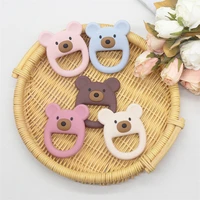 1pc silicone teether baby kawaii bear shape teether toy ring baby shower gift food grade childrens teething toys baby stuff