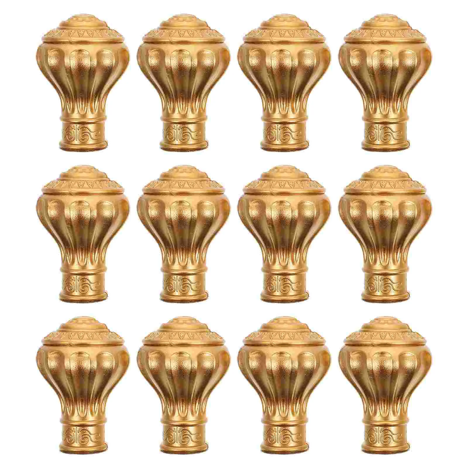 

12 PCS Curtain Rod Accessories Roman Pole End Window Decor Guide Plastic Head Decorative Finial Decoration