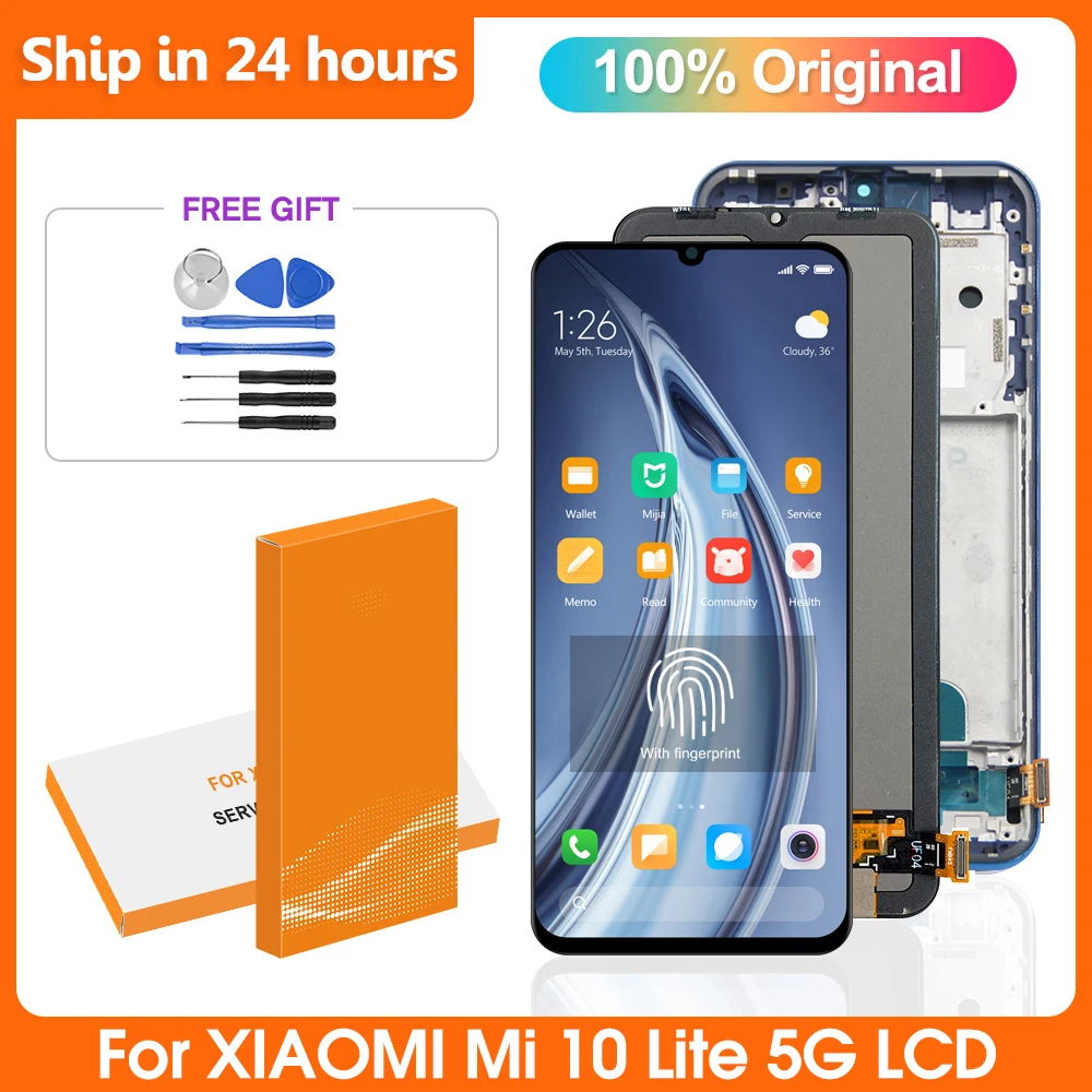 

6,57 "оригинальный для Xiaomi Mi 10 Lite 5G M2002J9G M2002J9S Замена ЖК-дисплея, Mi10lite ЖК сенсорный экран дигитайзер в сборе