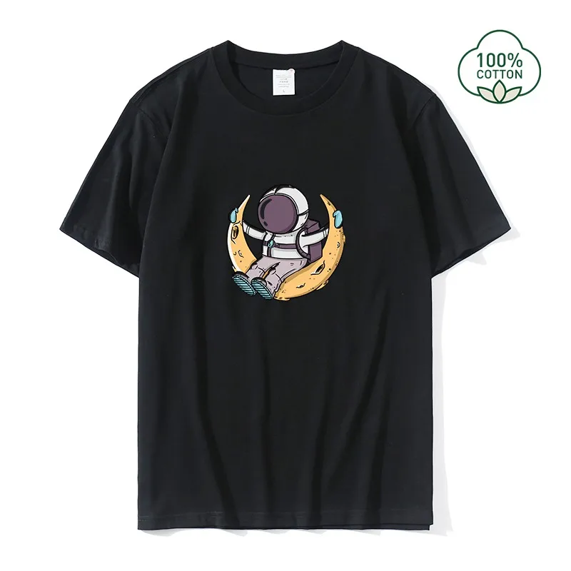 

Cartoon Astronaut T-Shirt Summer Cotton Student Couple Short-Sleeved Trend Basketball Sports Shirt Men Women Tops