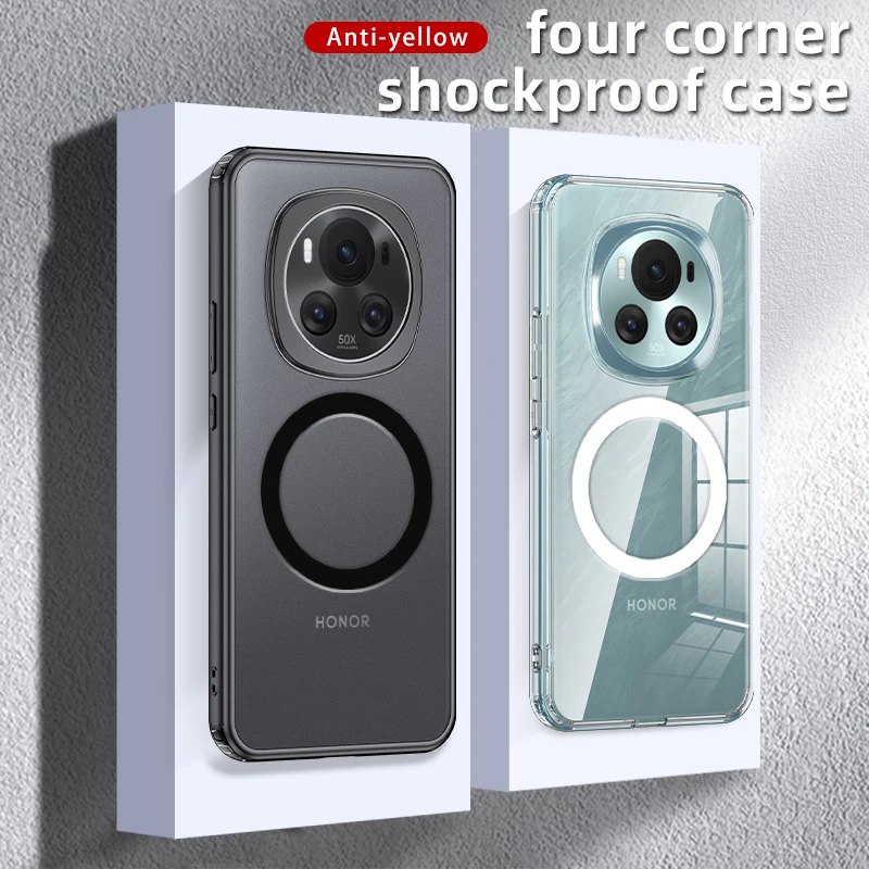 Совместим с прозрачным акриловым чехлом Magsafe для Honor Magic6 Pro/Magic6 прозрачный корпус